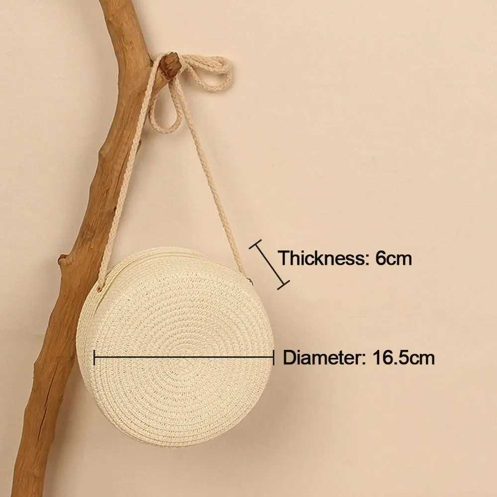 Round Straw Bag Women Woven Beach Crossbody Bag for Ladies Cute Shoulder Rattan Handmade Knitted Candy Color Small Handbag Y250719