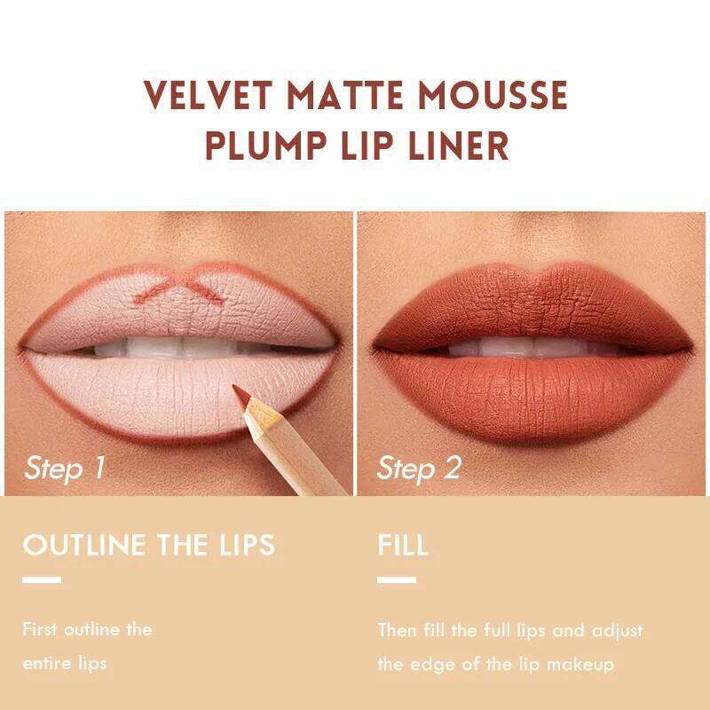 Nude lipliner 12 color red outline waterproof durable gloss lipstick pen lip makeup X250720