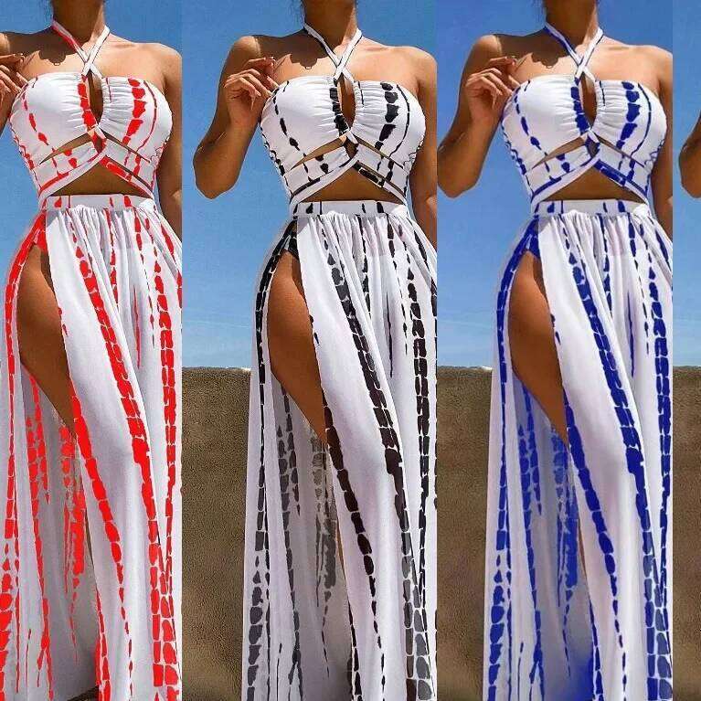 New Hot Sale Of The Season Women's Bikini Swimsuit Three-Piece Set Printed Separate Design Swimming Costume Female Fashionable B