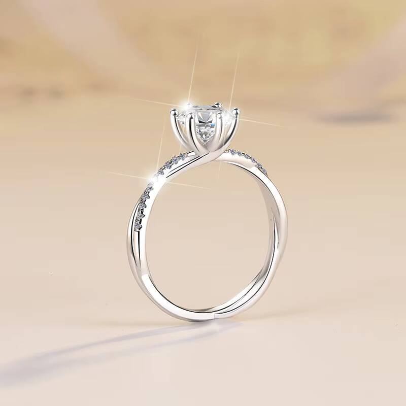 Moissanite Ring Womens love Interwoven Vine Ring 925 Sterling Silver Jewelry