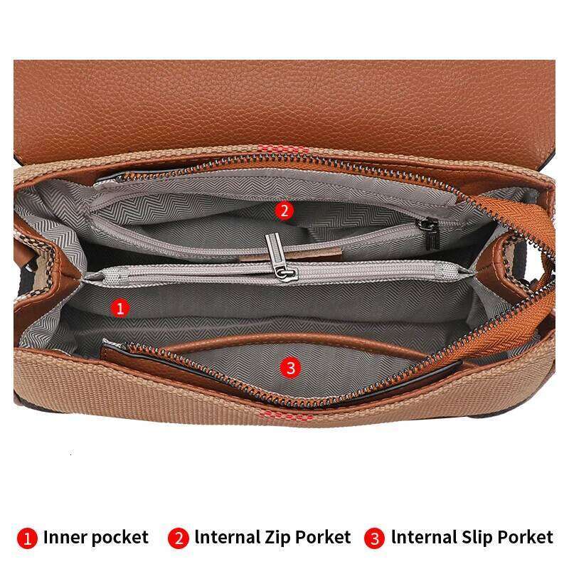 Aidrani Classic plaid women's bag, large capacity handbag, canvas patchwork cowhide shoulder bag