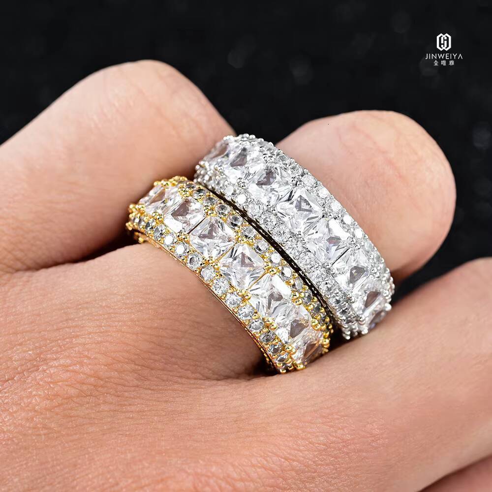 D Mosan 925 Sterling Silver VVS Diamond Wheel Ring Mens Hip Hop Eternity Cuban Fine Jewelry with Moissanite