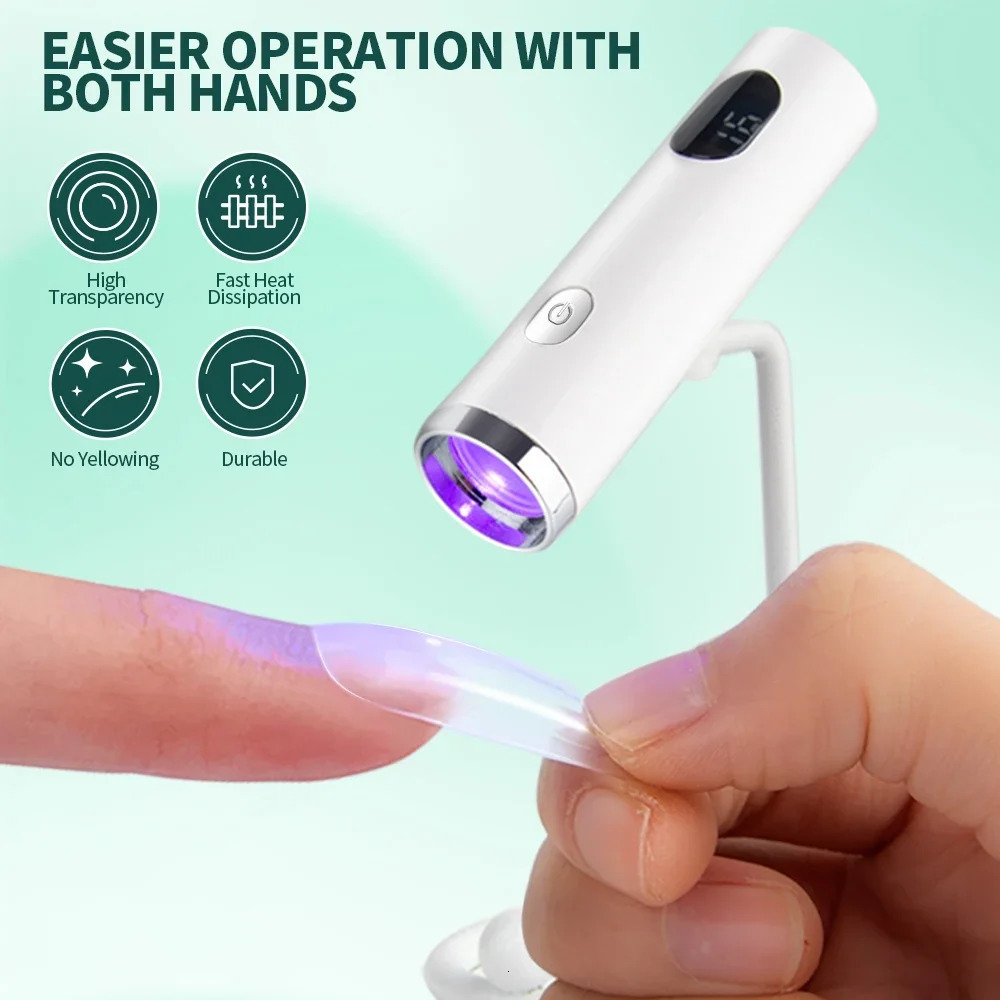 Portable LED UV Nail Lamp with Magnetic Stand Handheld UV Light for Gel Nails Cordless Rechargeable USB Nail Dryer 1PC Nailpop 250716