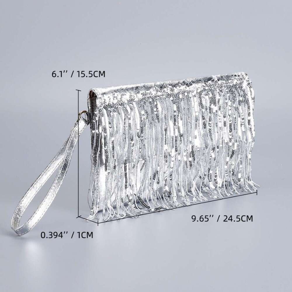 Women's dinner bag new designer sequin tassel handbag with high-end feel woven with grass