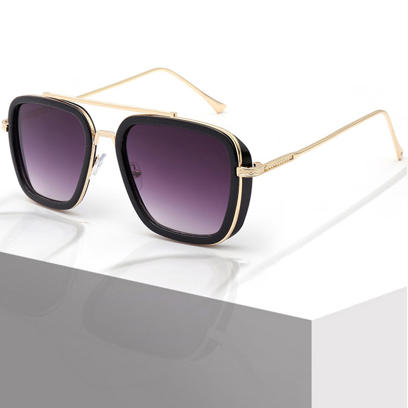 Square Pilot Sunglasses Designer New Mens UV400 dual beam Fashion European and American Metal Frame Korean Glasses Retro UV Protection Steampunk Tony 