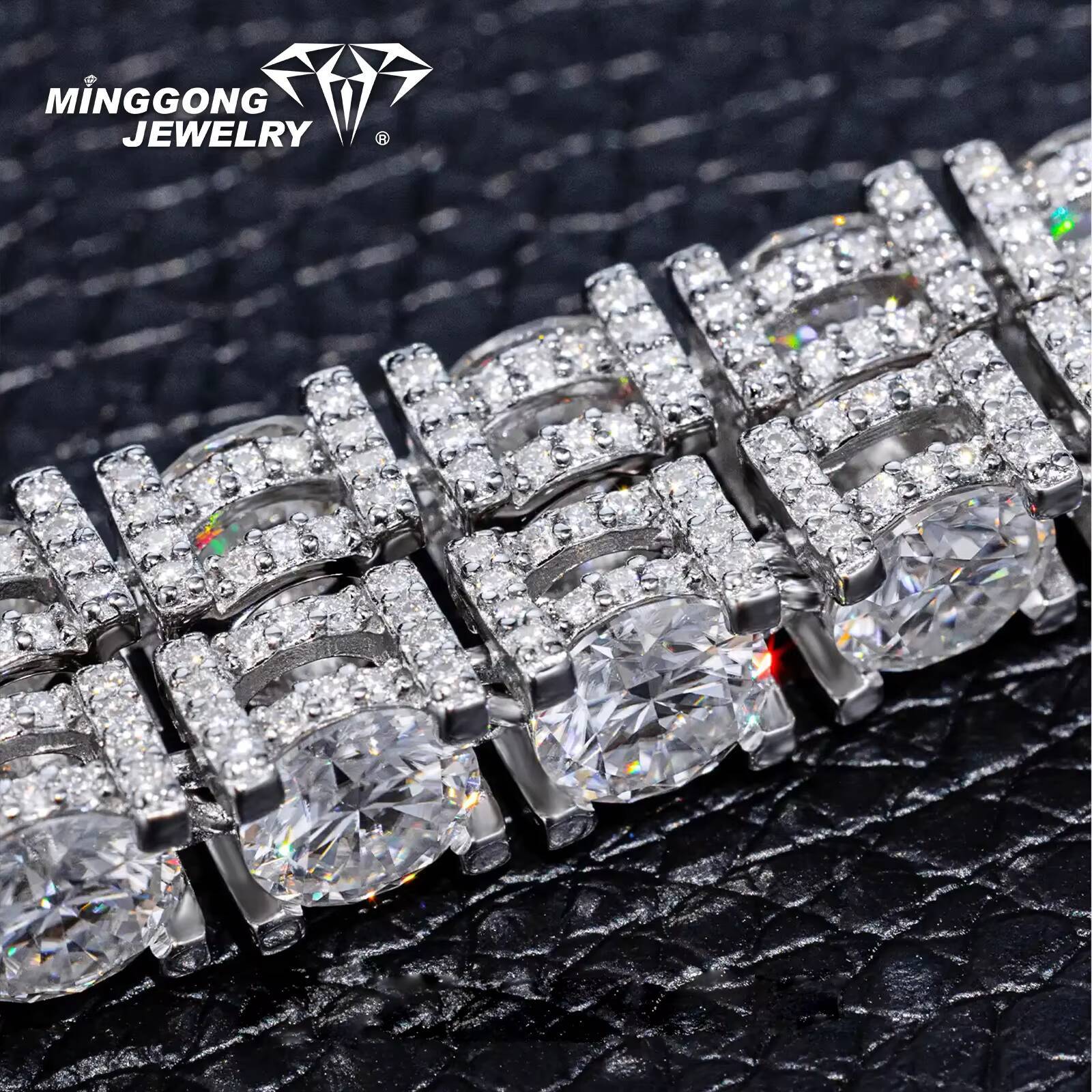 High Quality 5MM 925 Moissanite Tennis Chain Necklace Factory Direct 100% Diamond Test-Passed Hip Hop Bling Style