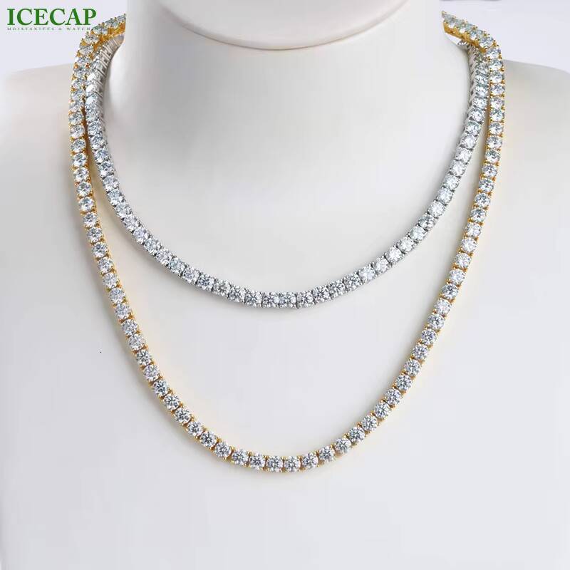 4mm 5mm Fine Jewelry Tennis Chain Setting Single Row VVS Moissanite Diamond Luxury Hip Hop 925 Silver Necklace for Men Women