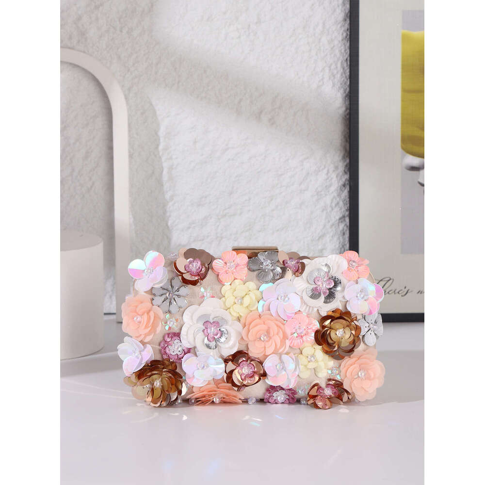 New Style Evening Fashion Women's Handmade Beaded Banquet Wedding Party 3D Flower Bag
