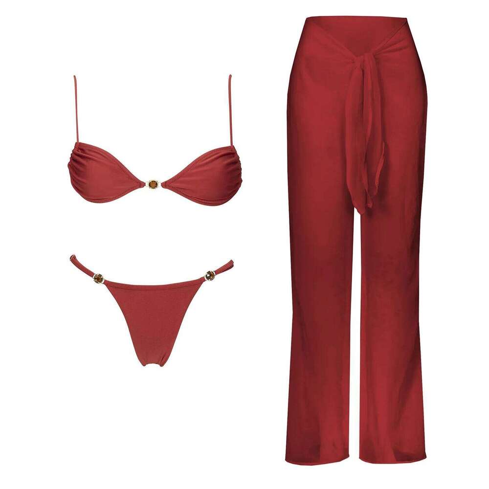 3Pc Mirco Bikini With Pants Sexy Women Swimsuit Push Up Swimwear Female Bralizian Biquini Halter Bathing Suit Beach Outfit