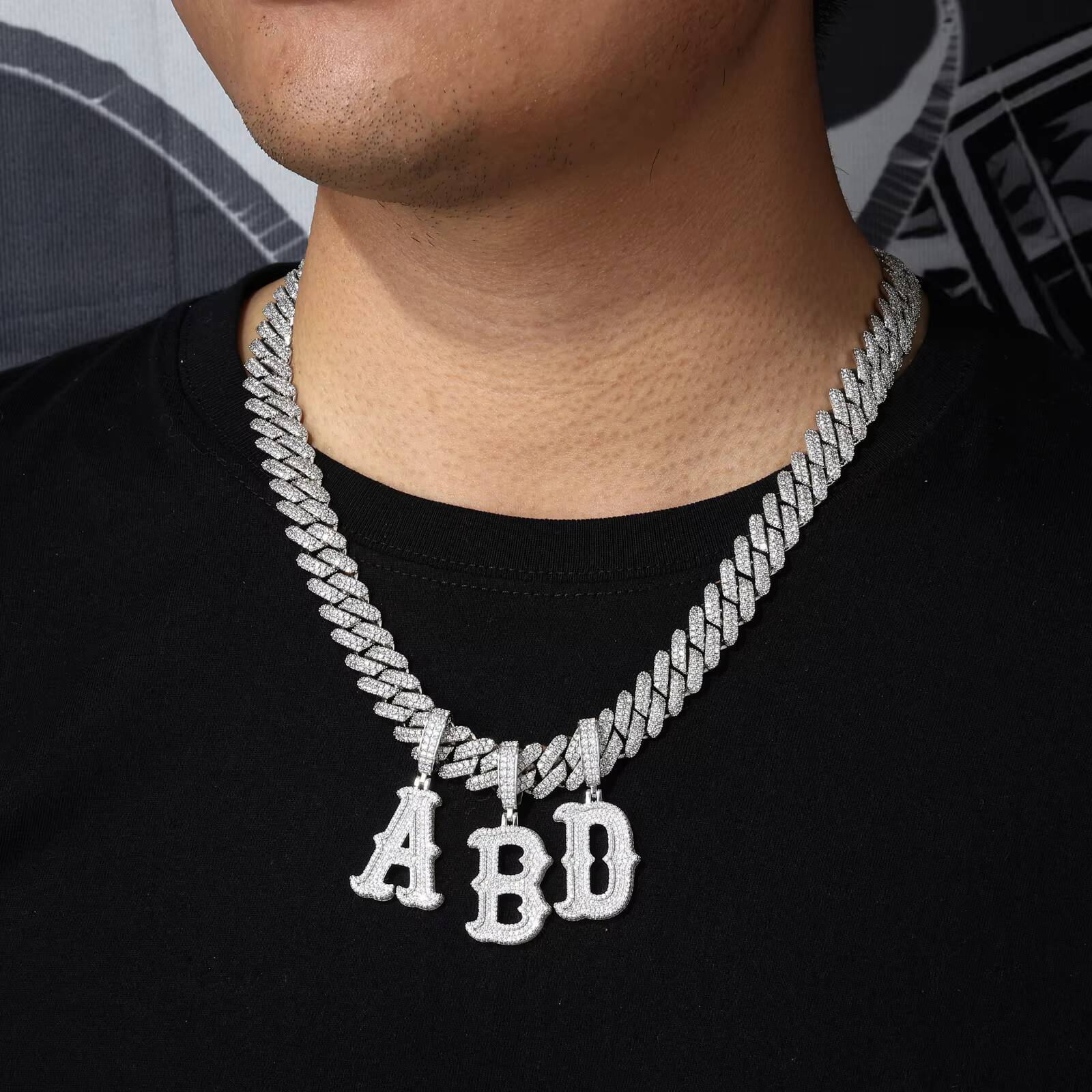 Iced Out Jewelry Custom Hip Hop A-Z Letter Pendants 925 Sterling Silver Moissanite Initial Pendant Men Jewelry