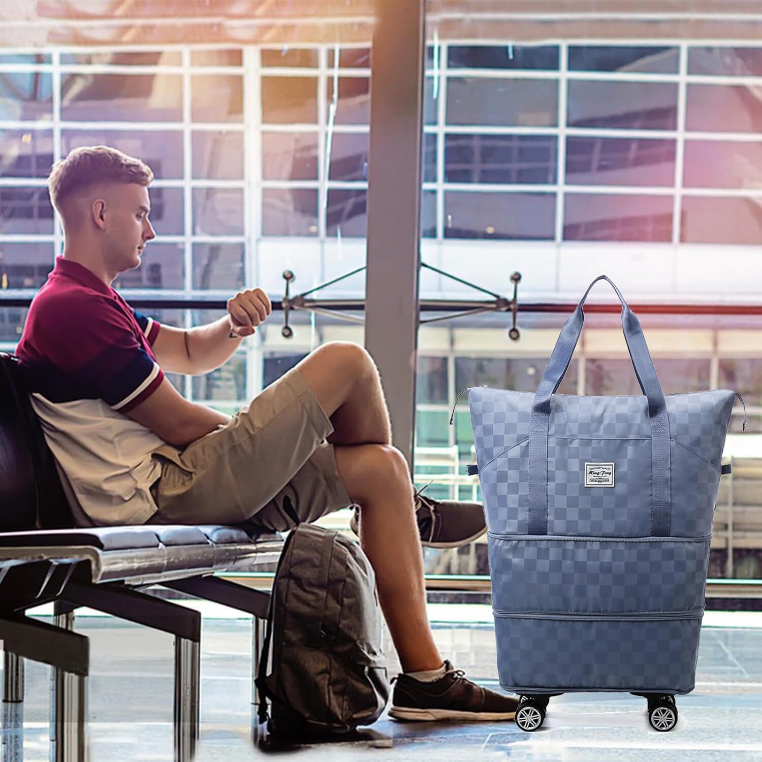 Expandable Foldable Duffel Suitcases,Detachable Rolling Wheels,Rolling Duffle Bag Wheels,Suitcases with Wheels,Carry designer bag on Lage, Lightweight