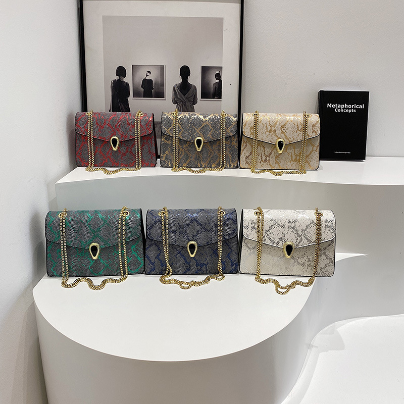 Luxury Brand Designer Bag Snake Pattern Bag Women's Bag Cross-Border Bags 2024 New European And American Retro Chain Bag Women's Single Shou