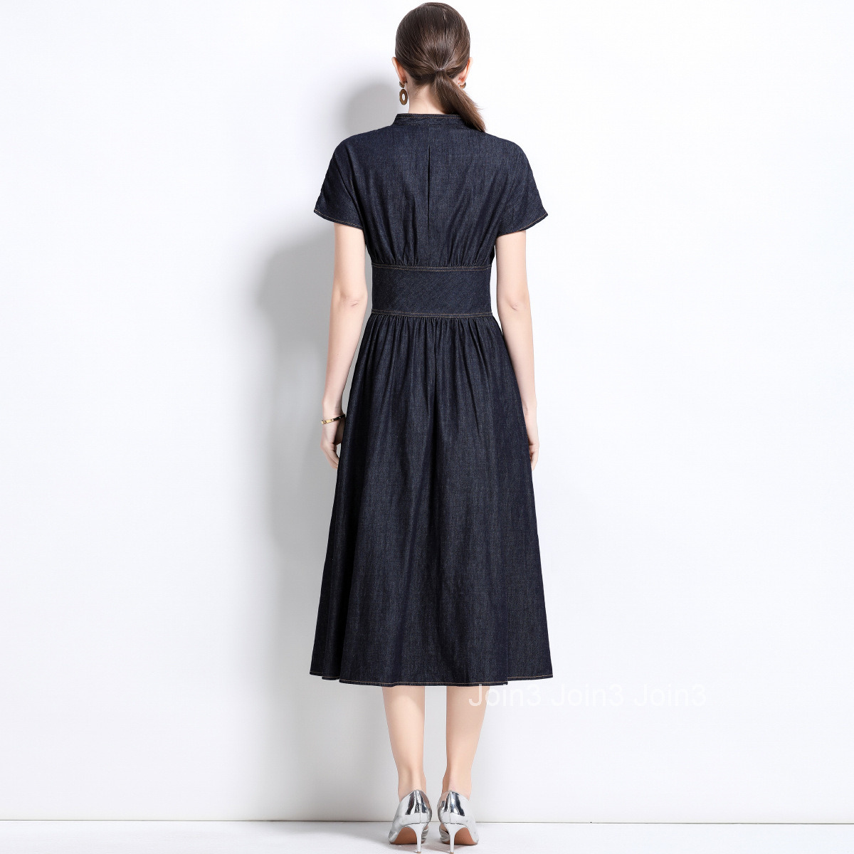 1683 Spring/Summer New Womens Clothing Style Fashion Cowboy Skirt Casual Waist Swing Long Skirt Dress