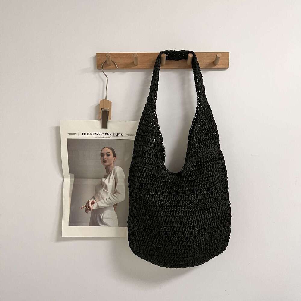 Spring New Paper Casual INS Simple Woven Shoulder Underarm Fashion Beach Tote Bag