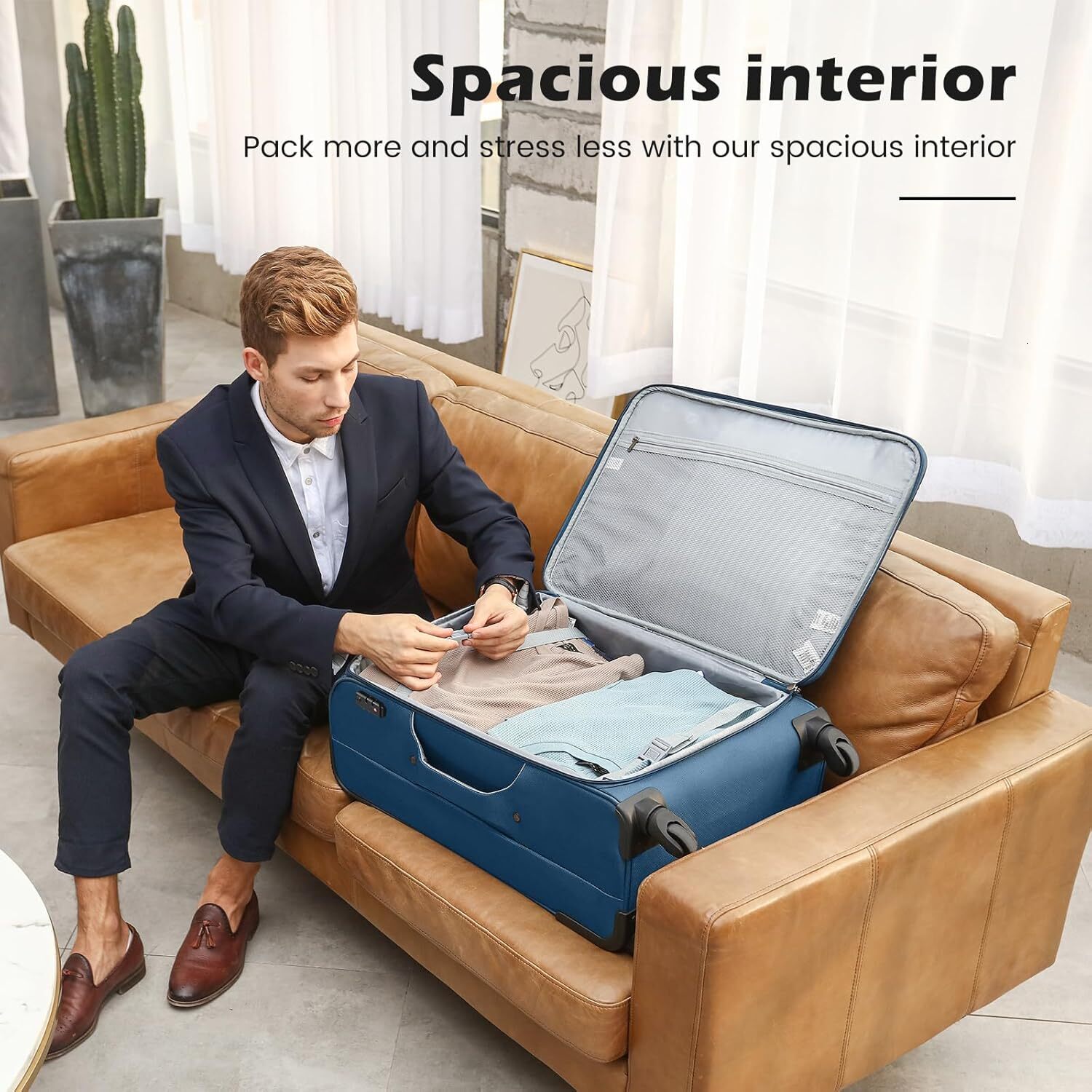 DHYMX Coolife Lage 4 Piece Set Suitcase Spinner TSA designer bag Lock Softshell lightweight (gray)