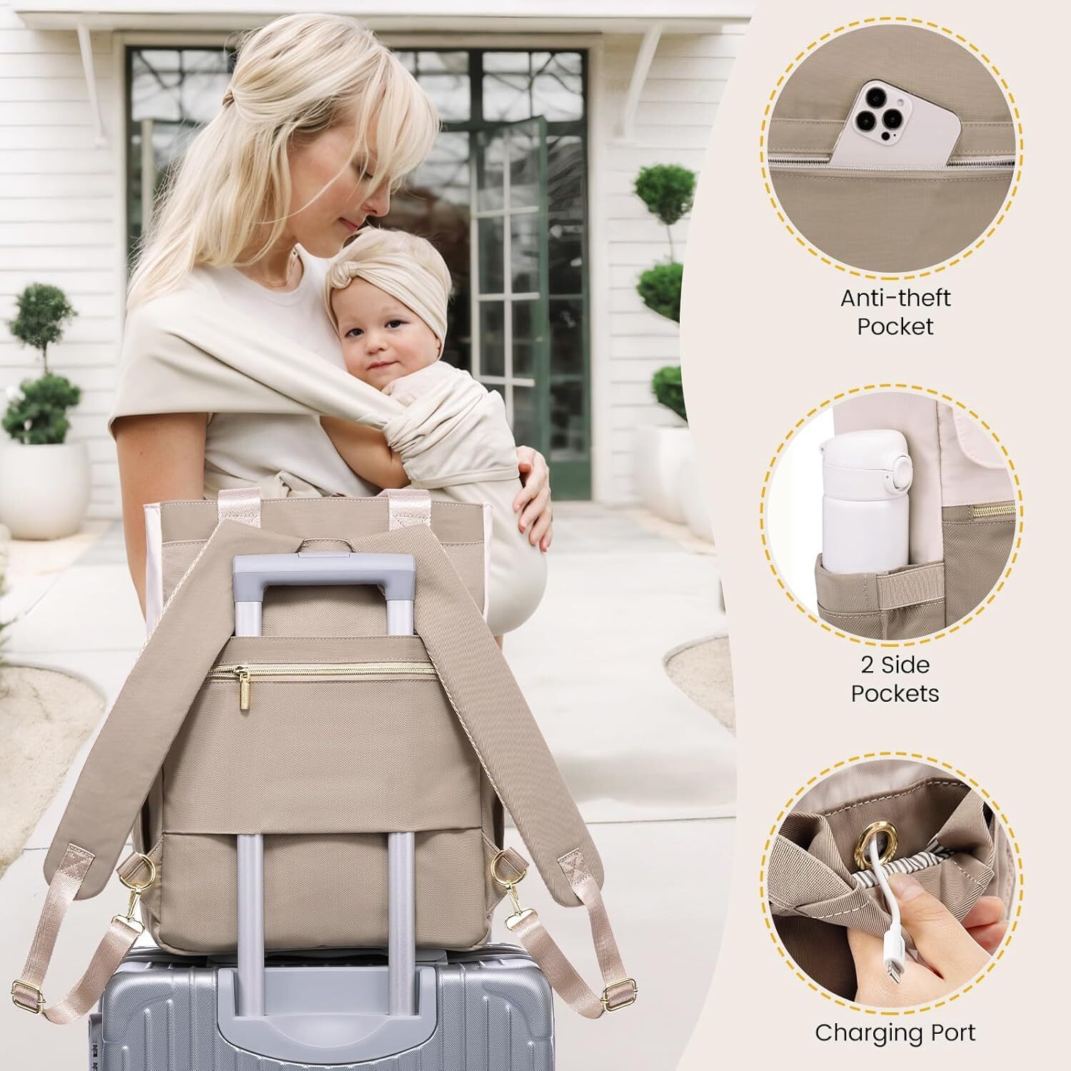 DHYMX LOVEVOOK Backpack,Diaper Tote Insulated Pockets,Baby Girl Boy Changing Pad,Large Baby Diaper Bag with Pacifier Case,15.6 designer bag Inch Anti-