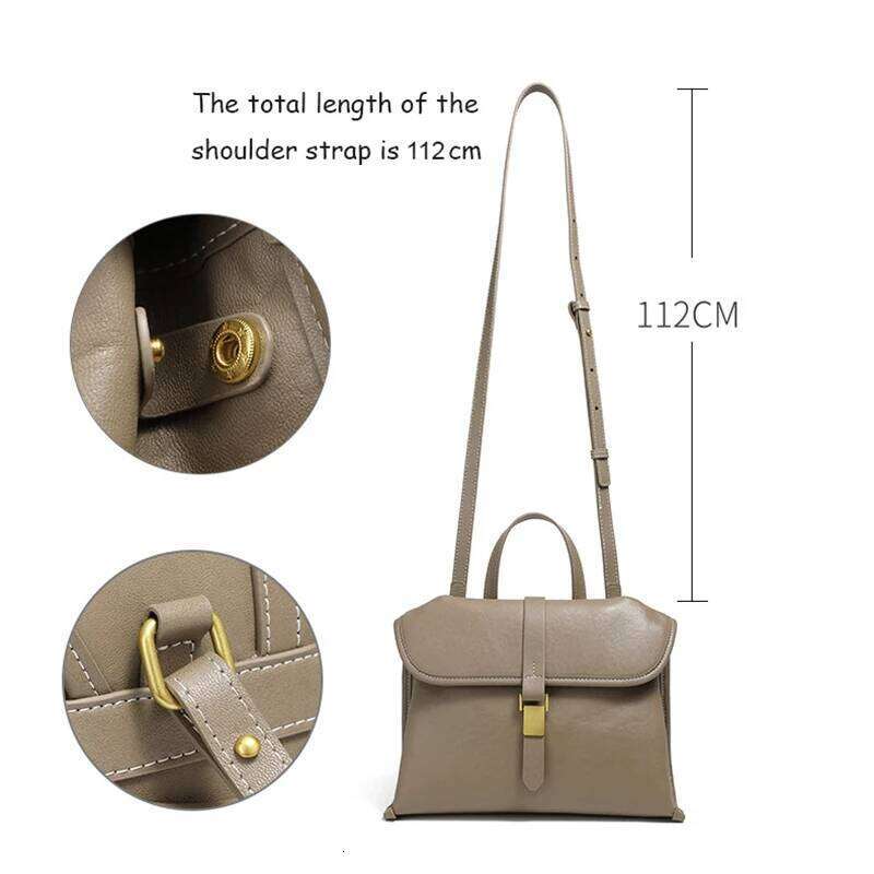 Women's Casual Retro Flip Over Mailman Crossbody Shoulder Bag Ladies Popular Fashion Commuting Versatile Genuine Leather Handbag