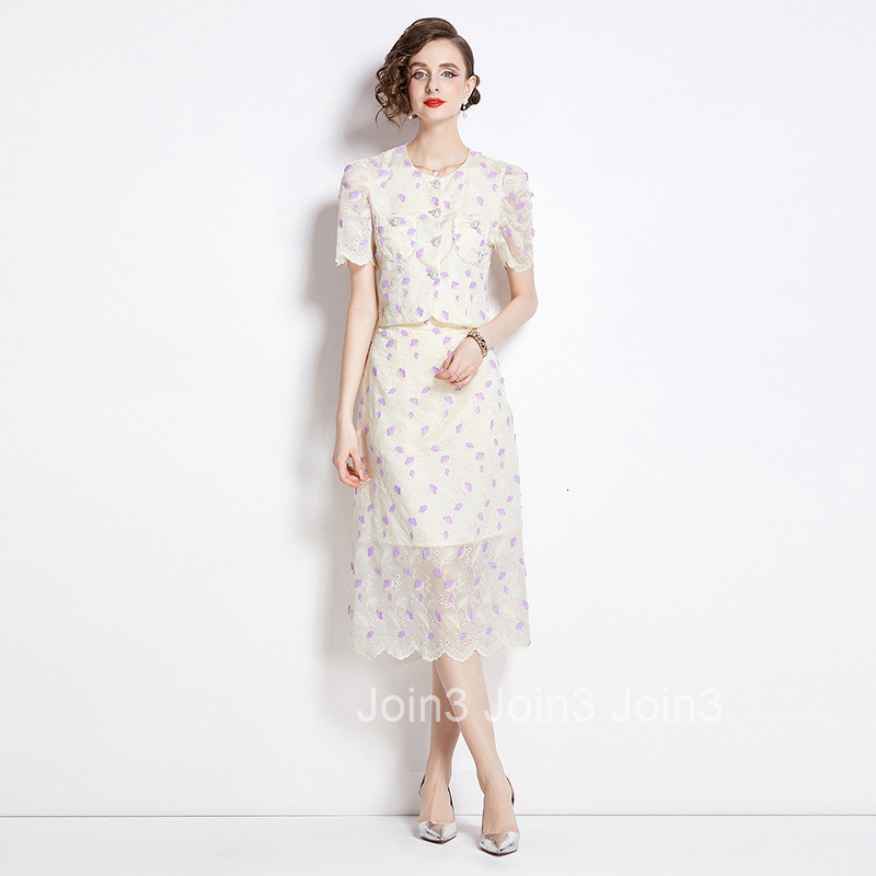 8580 Summer New Womens Fashionable Short Sleeve Top + Skirt Two-Piece Set