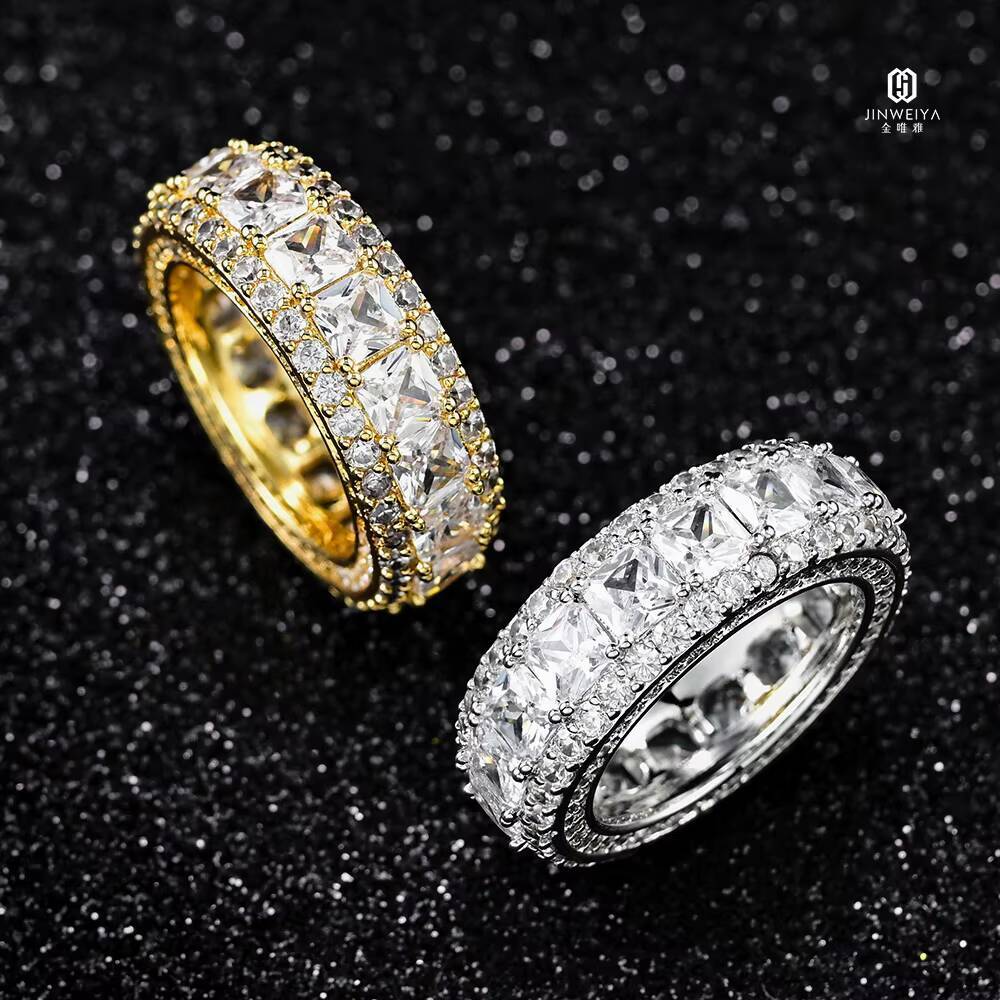 D Mosan 925 Sterling Silver VVS Diamond Wheel Ring Mens Hip Hop Eternity Cuban Fine Jewelry with Moissanite