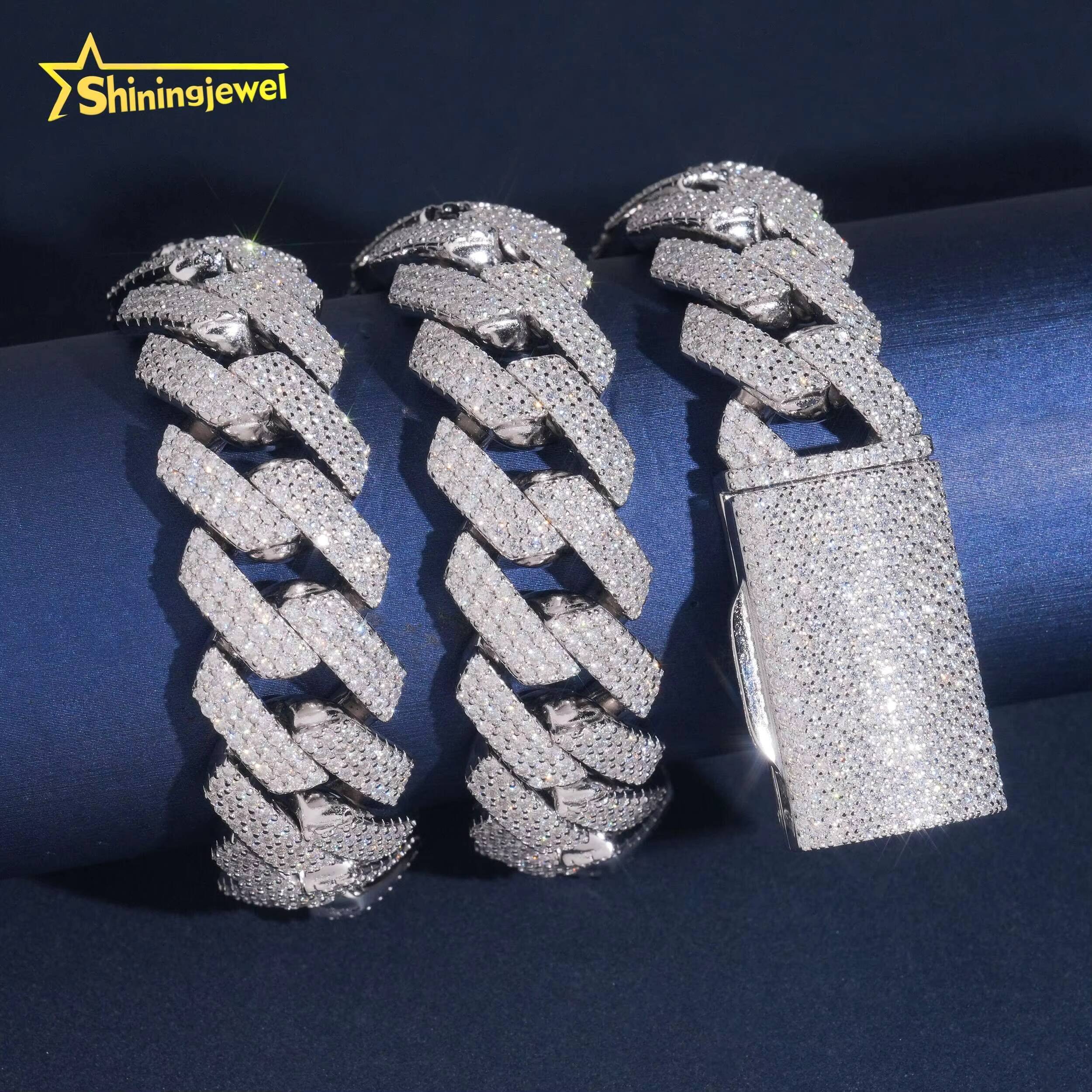 Thick Heavy Chunky 20mm Cuban Links 3 Row Top Quality Chunky Heavy Rapper Jewelry Iced Out Moissanite Diamond Cuban Chain