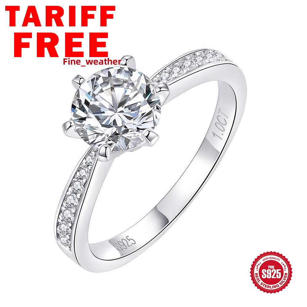 Classic Style S925 Silver Moissanite Engagement Ring for Women Diamond Style Wedding Band-No Reviews yet