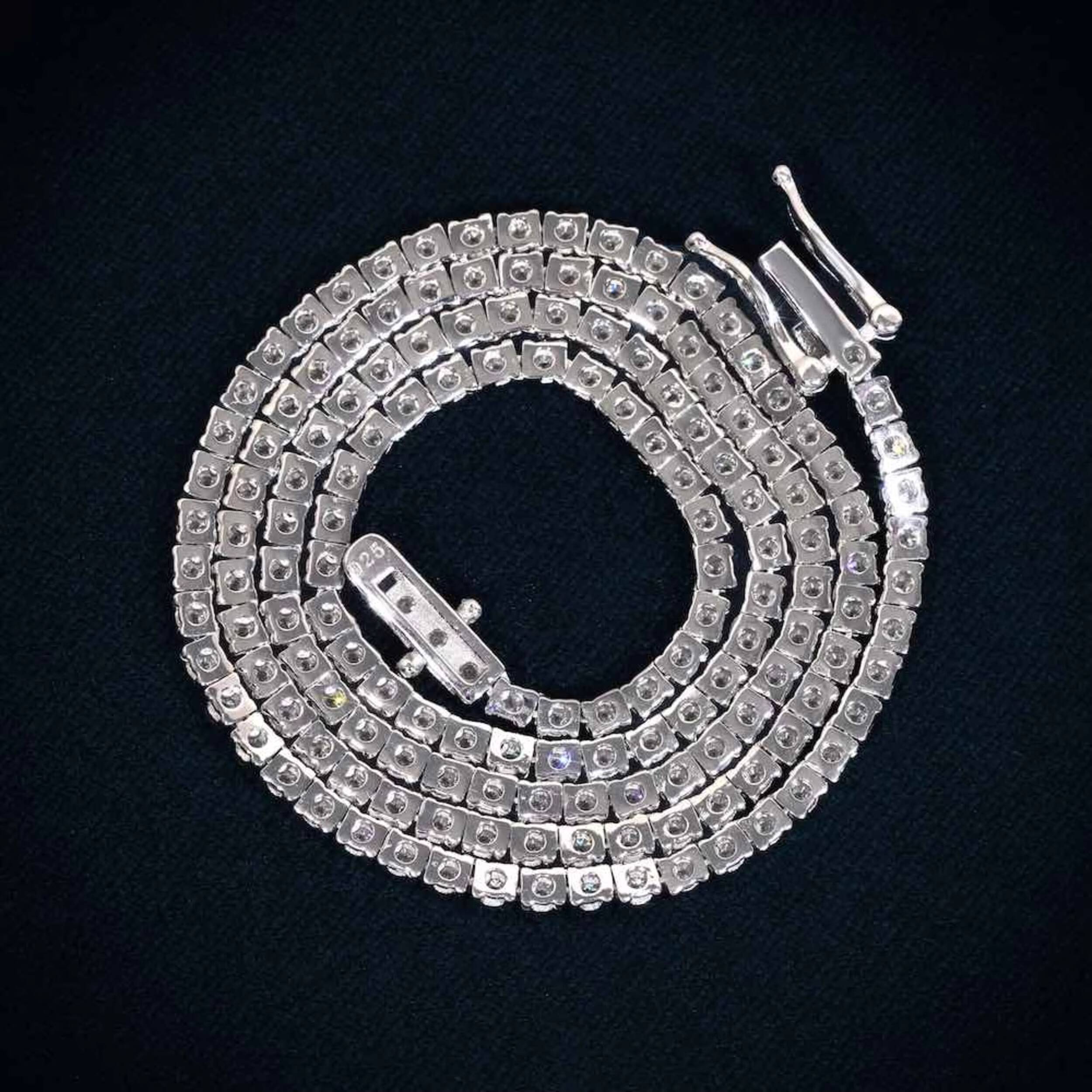 Iced Out 3MM VVS Moissanite Tennis Chain 925 Sterling Silver D Color Tennis Necklace for Him and Her Luxury Jewelry