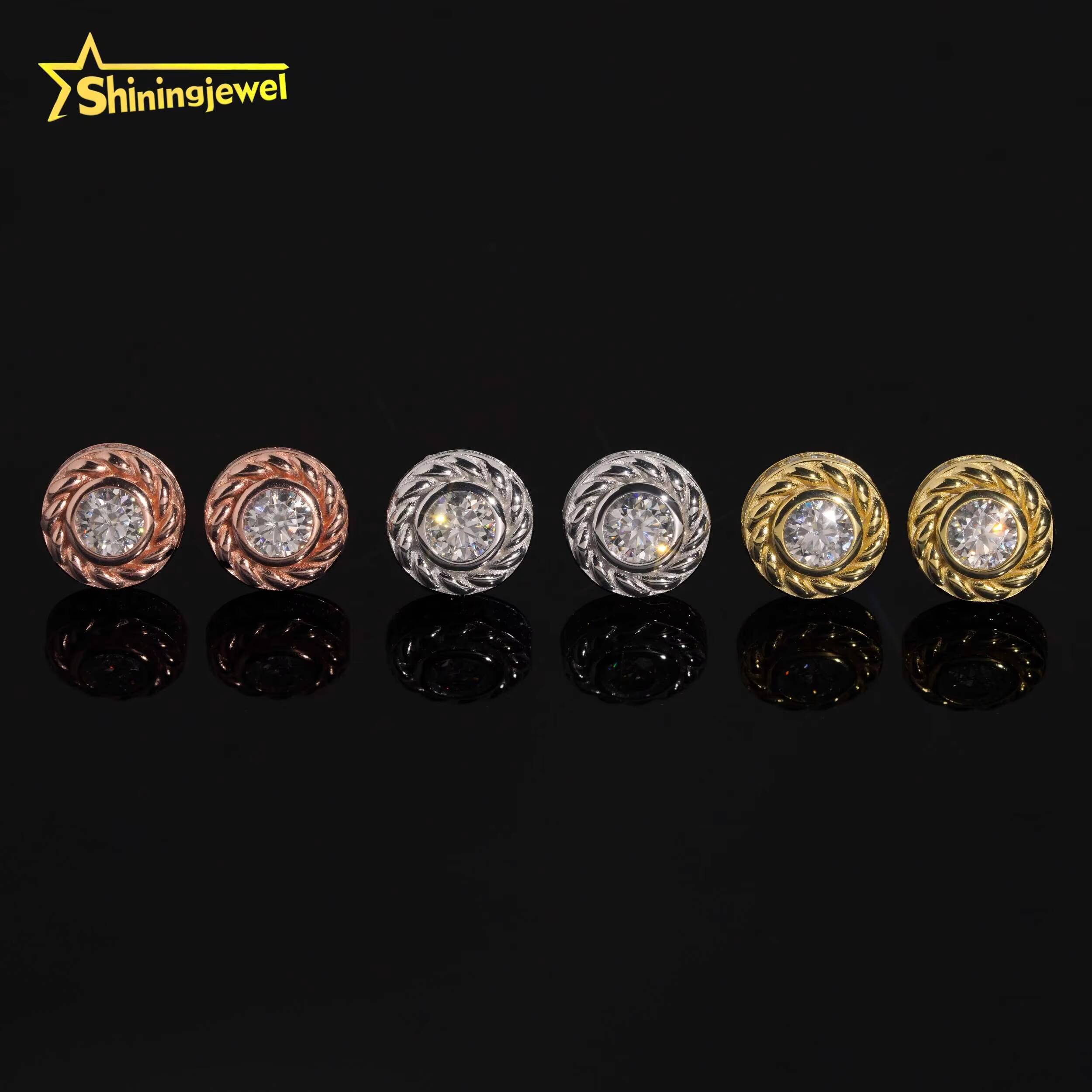 Hot Sale Classic 925 Sterling Silver Moissanite Ear Stud Hip Hop Jewelry Iced Out Women Moissanite Earrings GRA Certificated