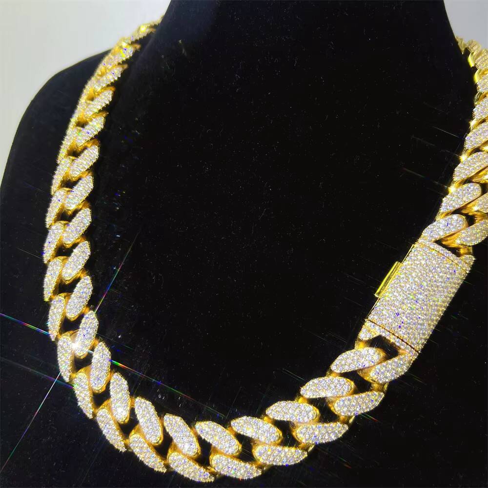18mm 3rows Iced Out Bling Diamond Hip Hop Miami Wholesale Cuban Link Chain Jewelry Moissanite Cuban Chain