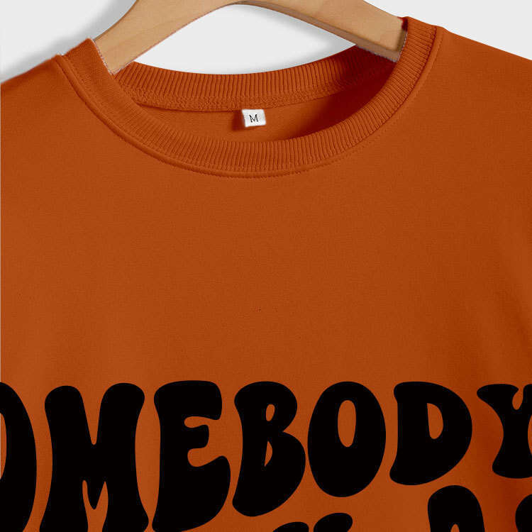 Minimalist Letter Print Crew Neck Somebody's Crazy Ass Grandma Versatile Sweatshirt for Women