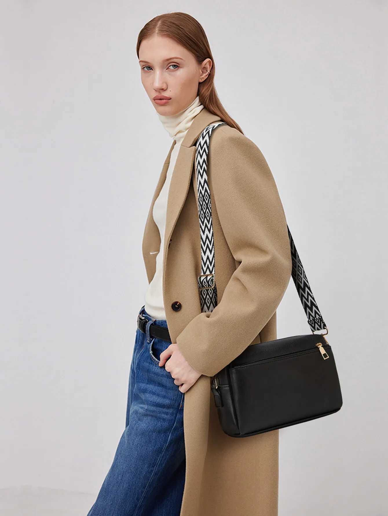 Womens Bag Single Shoulder Crossbody Small Bag New Multi Zipper Anti Splashing PU Womens Bag Womens Small Square Bag Y250719