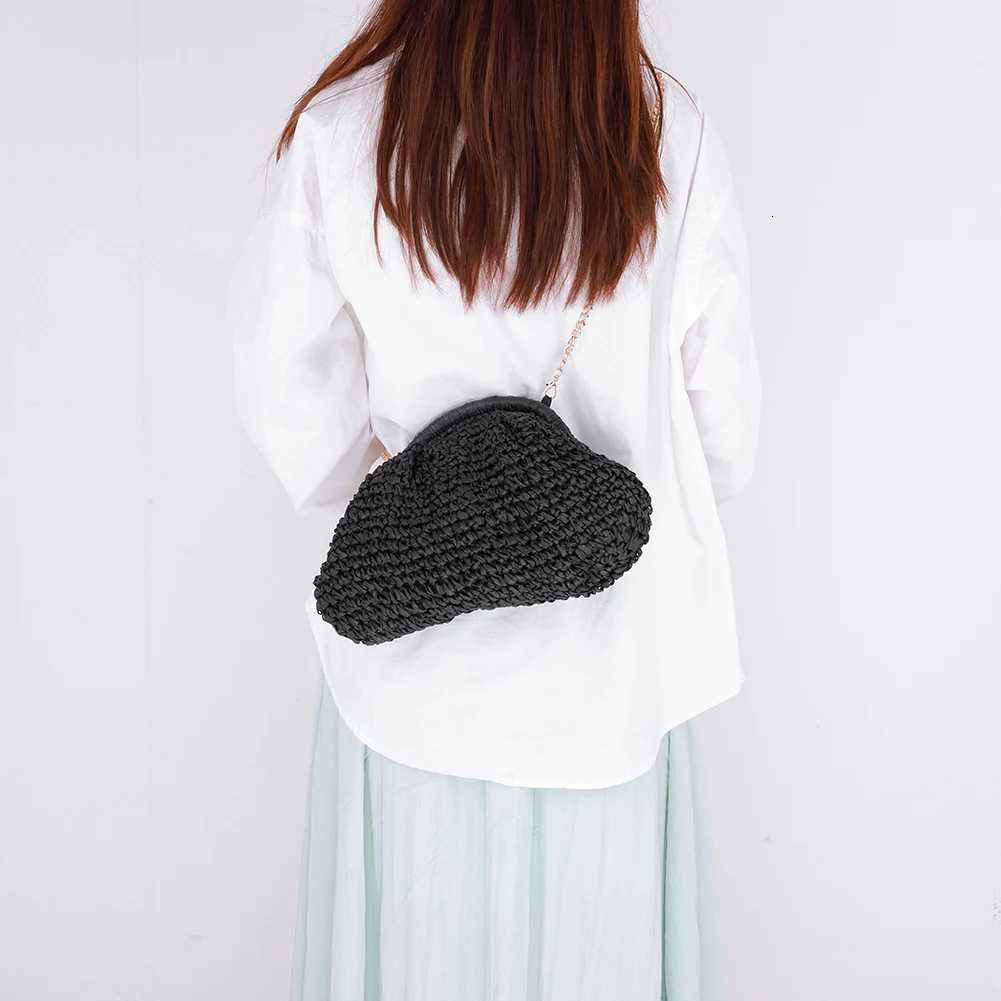 Women Straw Woven Bag Handmade Fashion Shoulder Bag Large Capacity Stylish Crossbody Bag Solid Color for Party Vacation Y2508071
