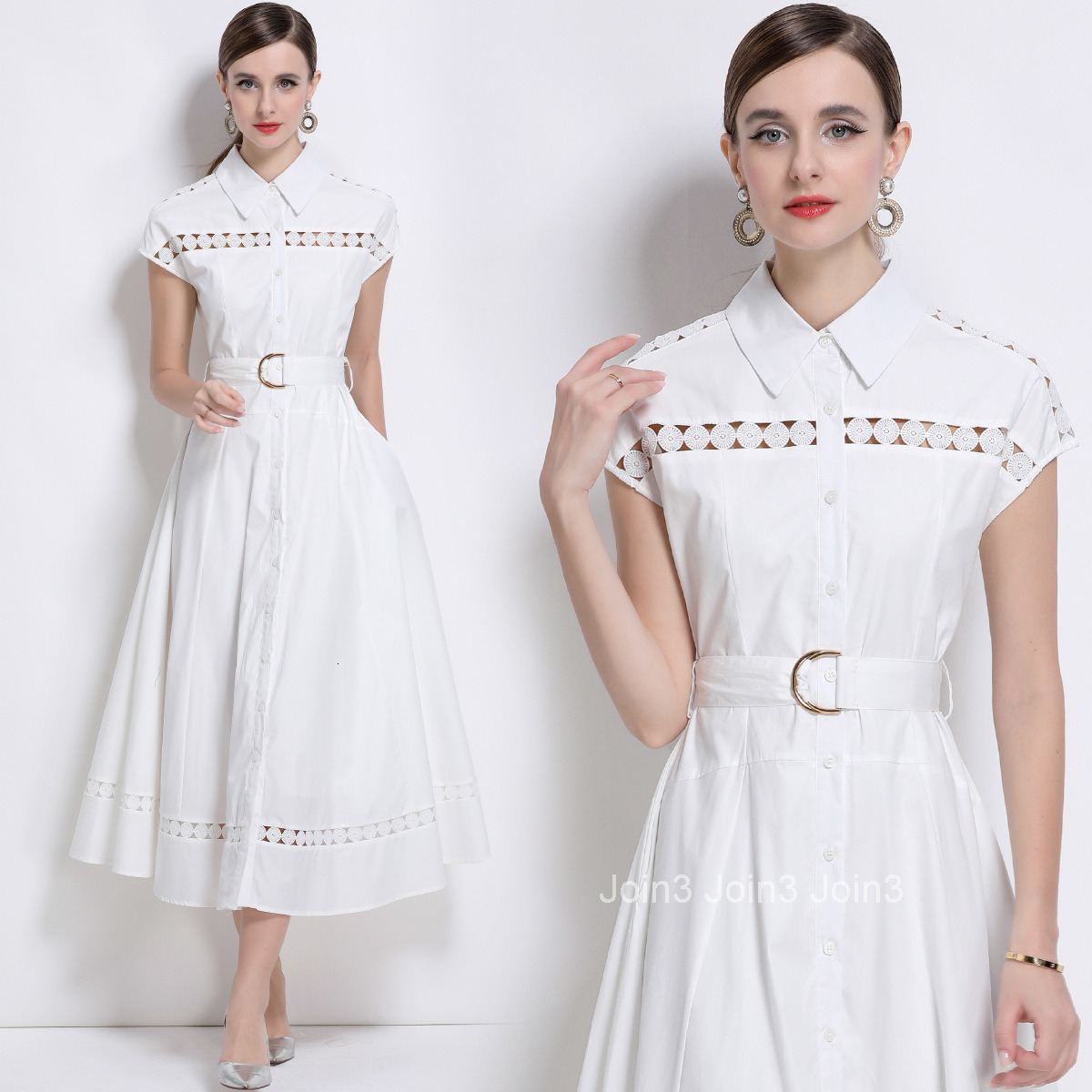 1688 Elegant Style Long Dress 2025 New Hollow Out Tie Slim Fit Dress for Women with Belt