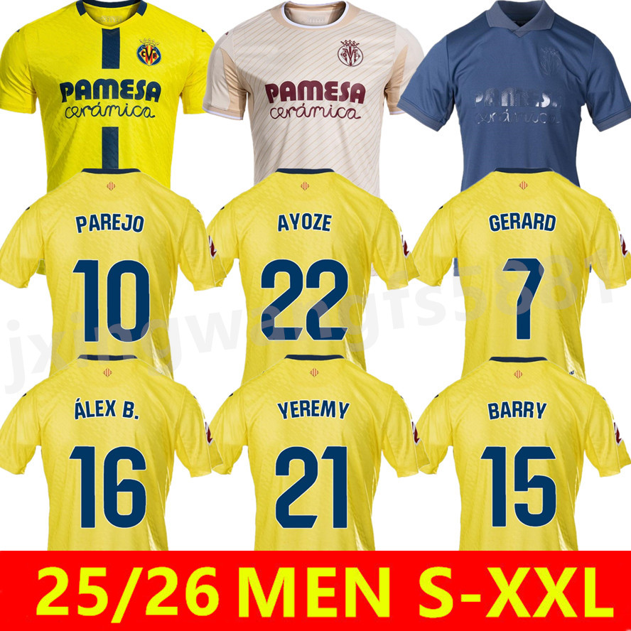 25 26 Villarreal CF S.CAZORLA Soccer Jerseys Home Away 2025 2026 DIA GERARO CHUKWUEZE camiseta Parejo PACO ALCACER MOI GOMEZ men football shirt