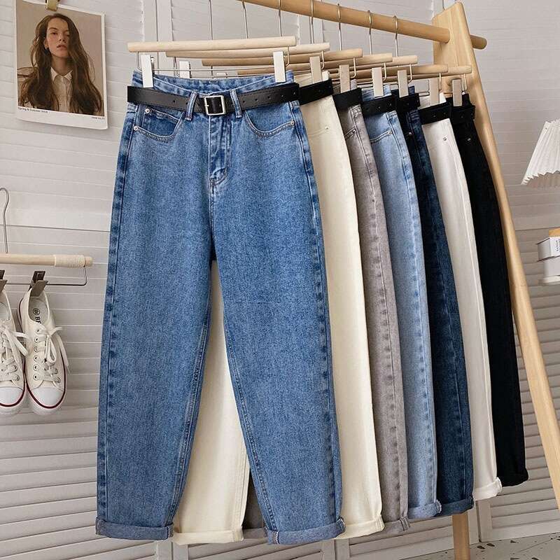Harem Jeans Women, Summer Thin High-Waisted Loose Straight-Leg Cropped for Petite Figures, Slimming Carrot Dad Pants