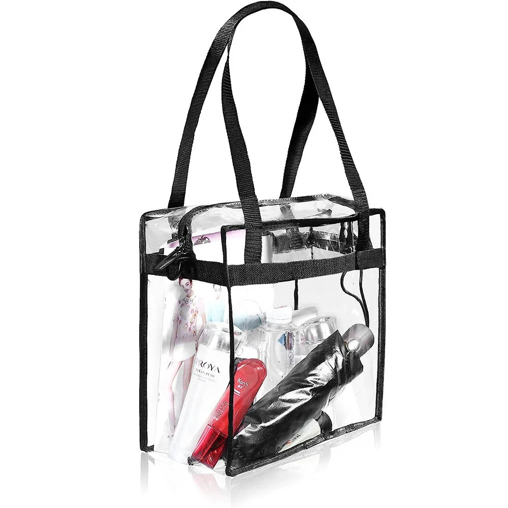 DINYAO Fashion Women Tote Bag Transparent Waterproof Handbags with Zipper for Sporting EventsTravel beach bag 250714