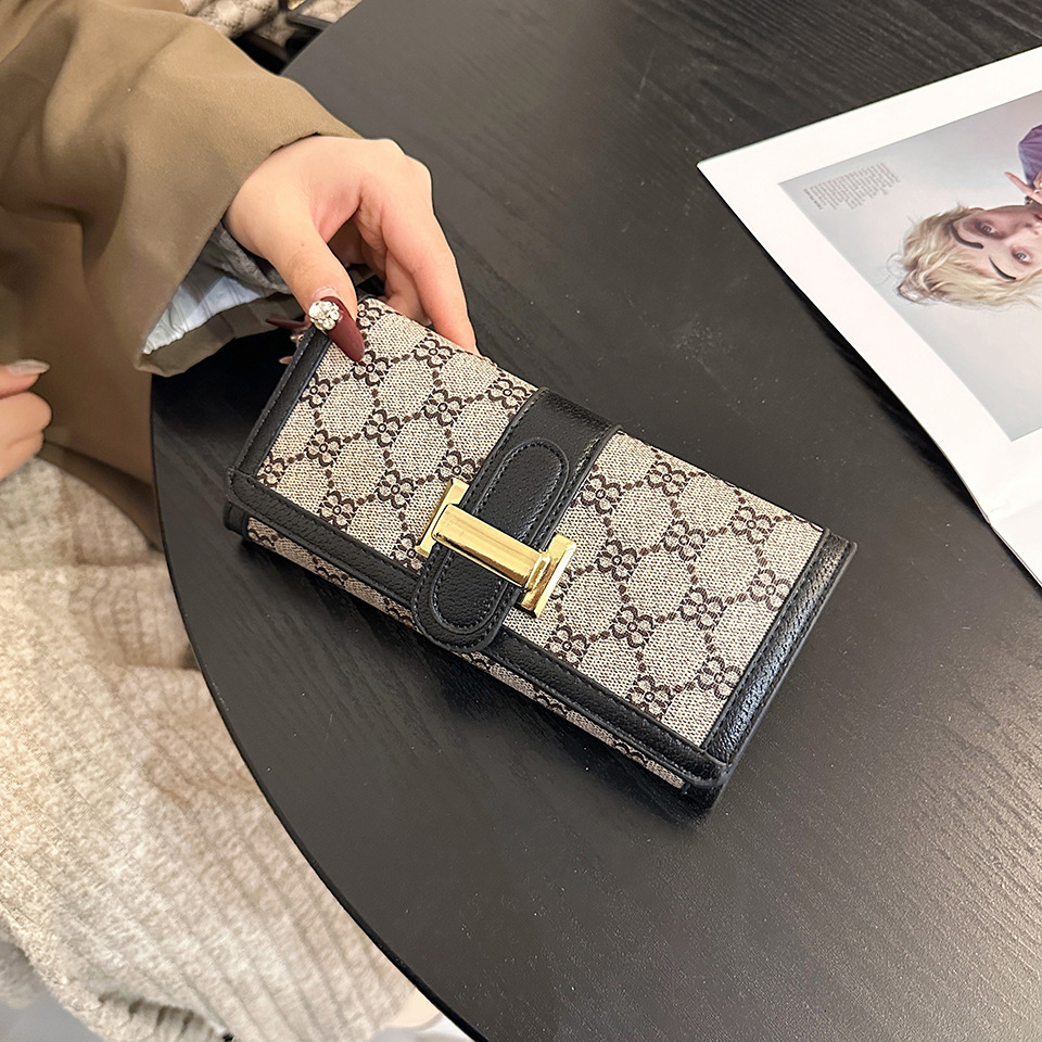 Luxury Brand Designer Bag Houndstooth Wallet For Women, Niche Light Luxury Coin Purse, 2024 New Model, High-End Simple Ins Style, Student Large Capaci