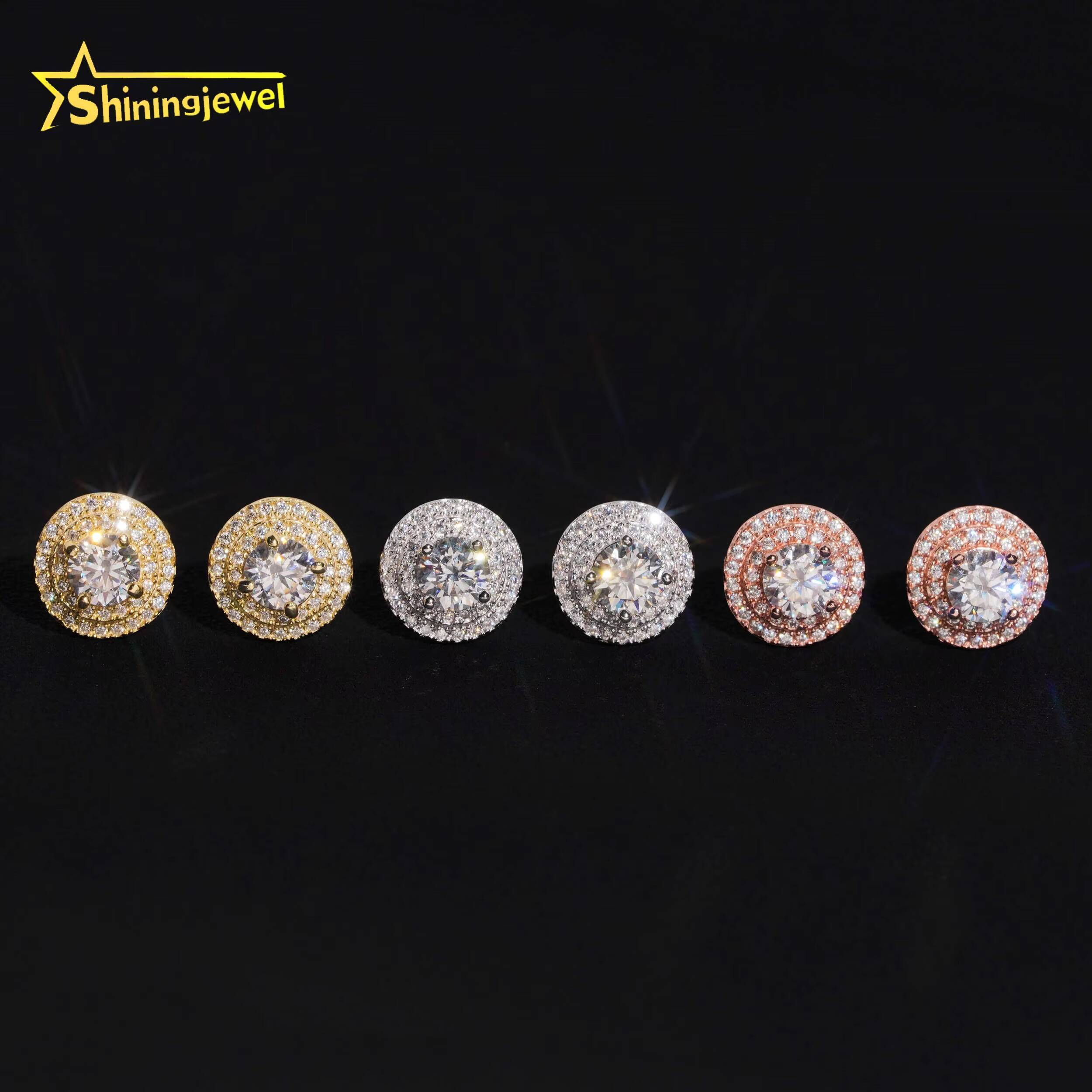 Cheap Price Screw Back Round Moissanite Earrings 925 Sterling Silver Iced Out Moissanite Earrings Men Women Daily Wear