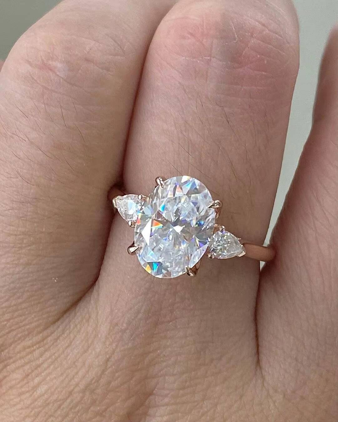 Best Quality 4 Ct Oval Cut Moissanite Diamond Ring 18K White Gold Original Jewelry Wholesale Factory Price Fine Jewelry Her