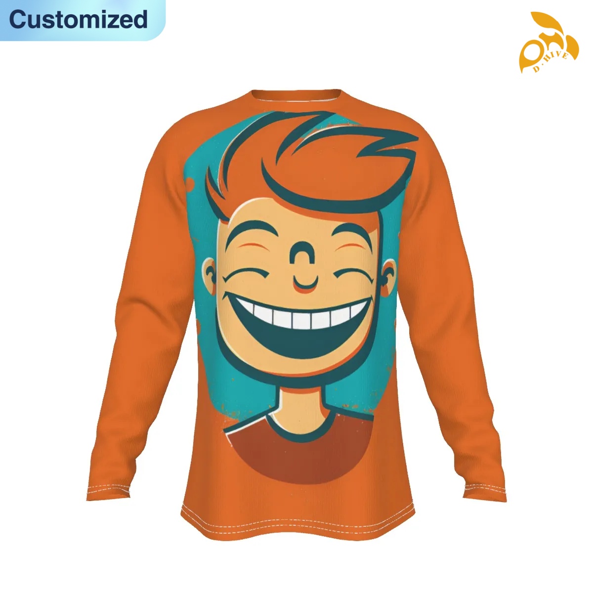 free shipping designer of customized breathable comfortable All-Over Print Men's long-sleeved T-shirt with exquisite patterns from US