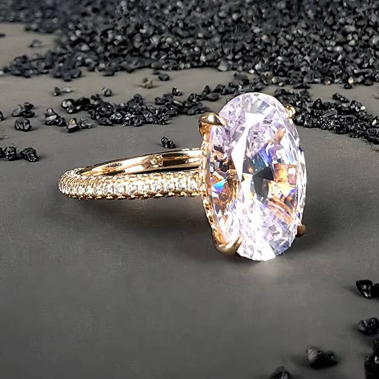 Classic Elegant Rose Gold Plated 925 Silver Big Oval VVS Moissanite Engagement Wedding Ring for Women Special Counter Based