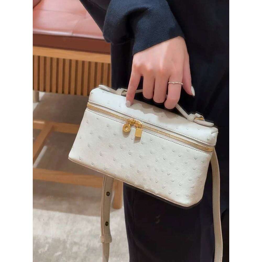 Ele Ostrich Pattern Leather Eup Women's Crossbody Oulder Bag Faionable Lunch Box Design Casual Handbag