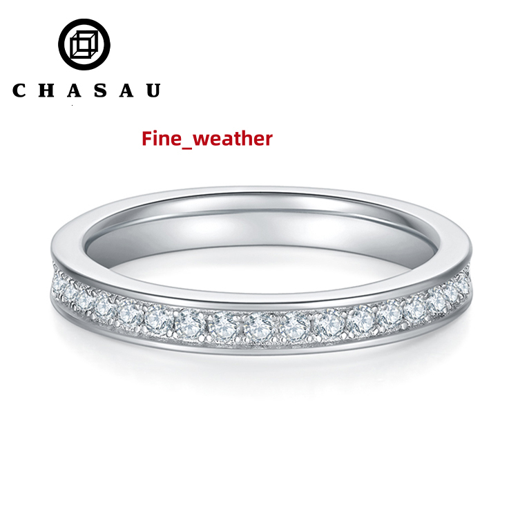 Eternity 1.5mm Moissanite Row Ring S925 Silver Plated in 18k White Gold Top Quality Moissanite Diamond Ring for Women