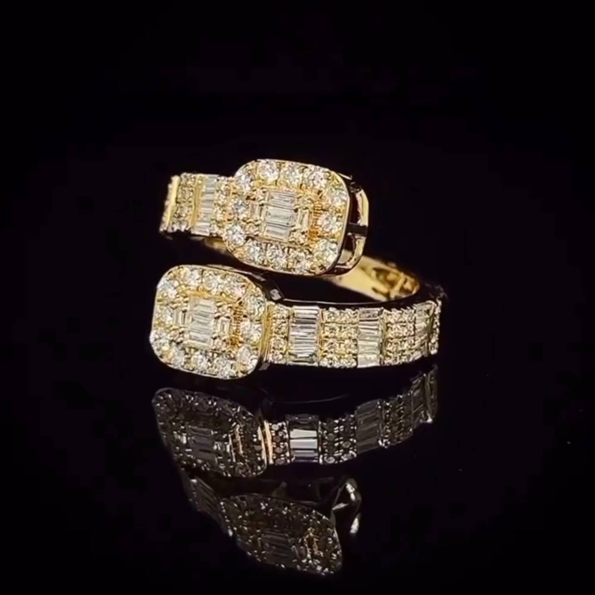 Custom Design Available Hip Hop Round Cut 925 Silver Rings Iced Out Jewelry Men Engagement Moissanite Hip Hop Rings