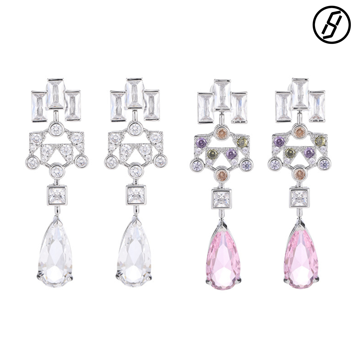 New Style Light Luxury High Quality Senior Process Design Zircon Drop Earrings for Women S925 Silver Needles Personality Diamond Long Earrings Quick D