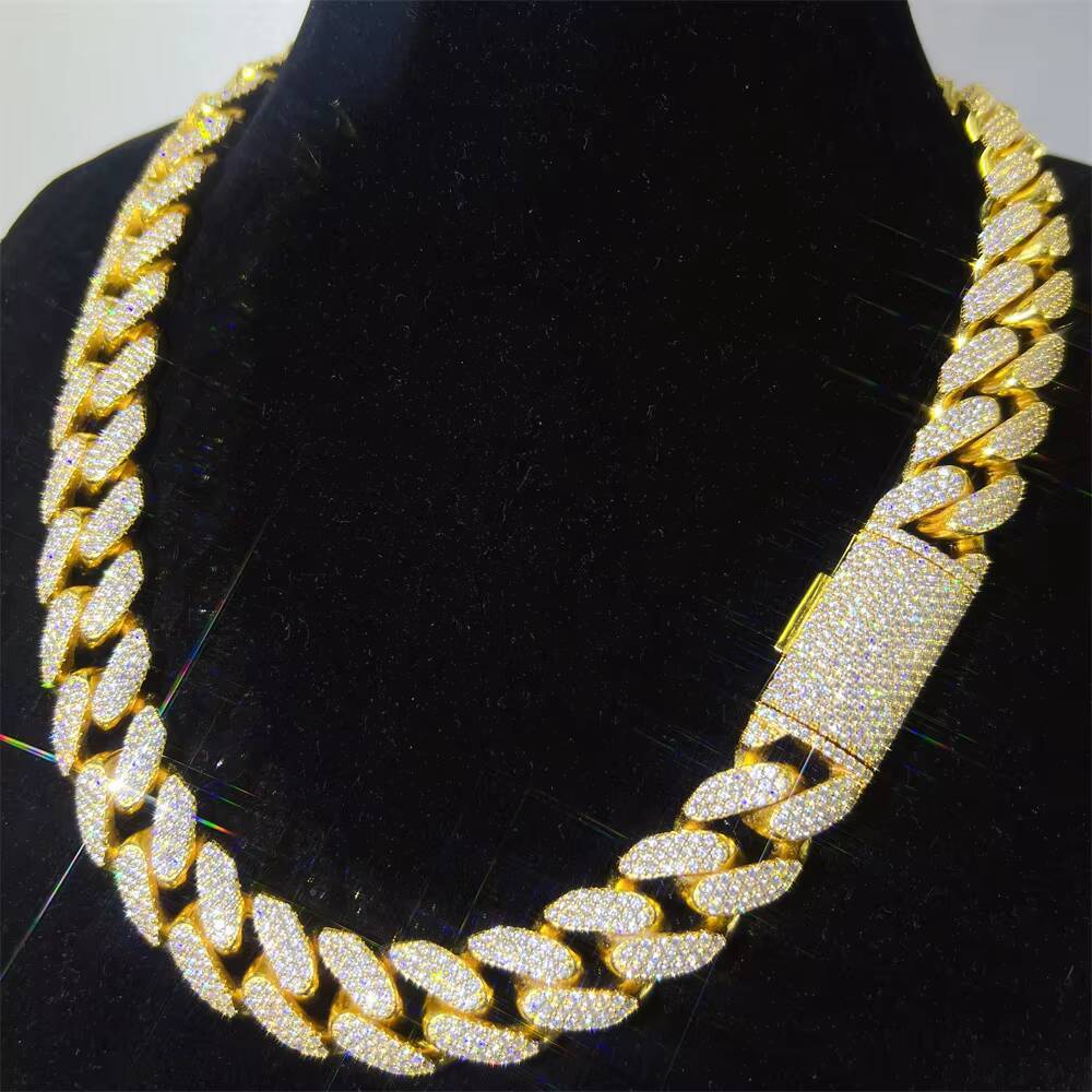 18mm 3rows Iced Out Bling Diamond Hip Hop Miami Wholesale Cuban Link Chain Jewelry Moissanite Cuban Chain