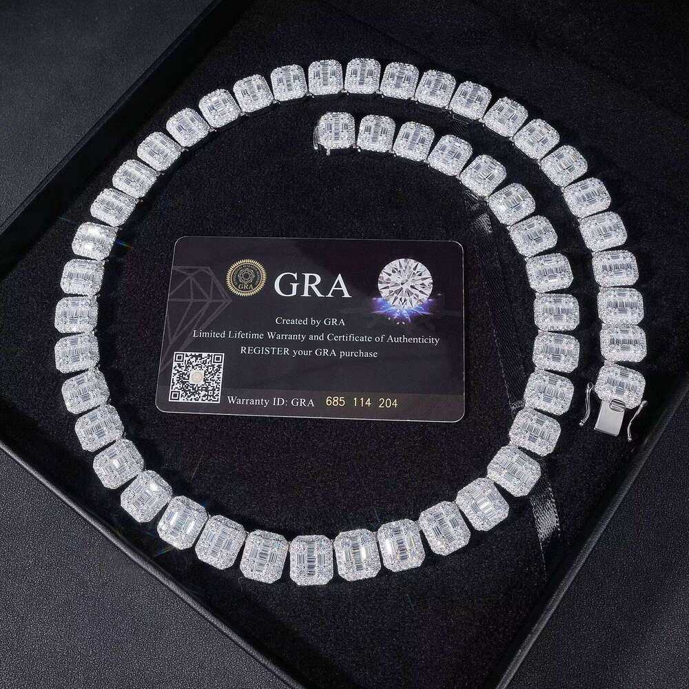 Hip Hop Designer styleMen Fine Necklace Sterling Sier 13mm Iced Out Moissanite Dia Cuban Link Chain with Gra Certificate