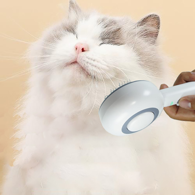 Rechargeable Pet Grooming Brush with Spray Function -Smart Deshedding Tool for Dogs and Cats, Stainless Steel, Electrostatic and Portable Hair Remover