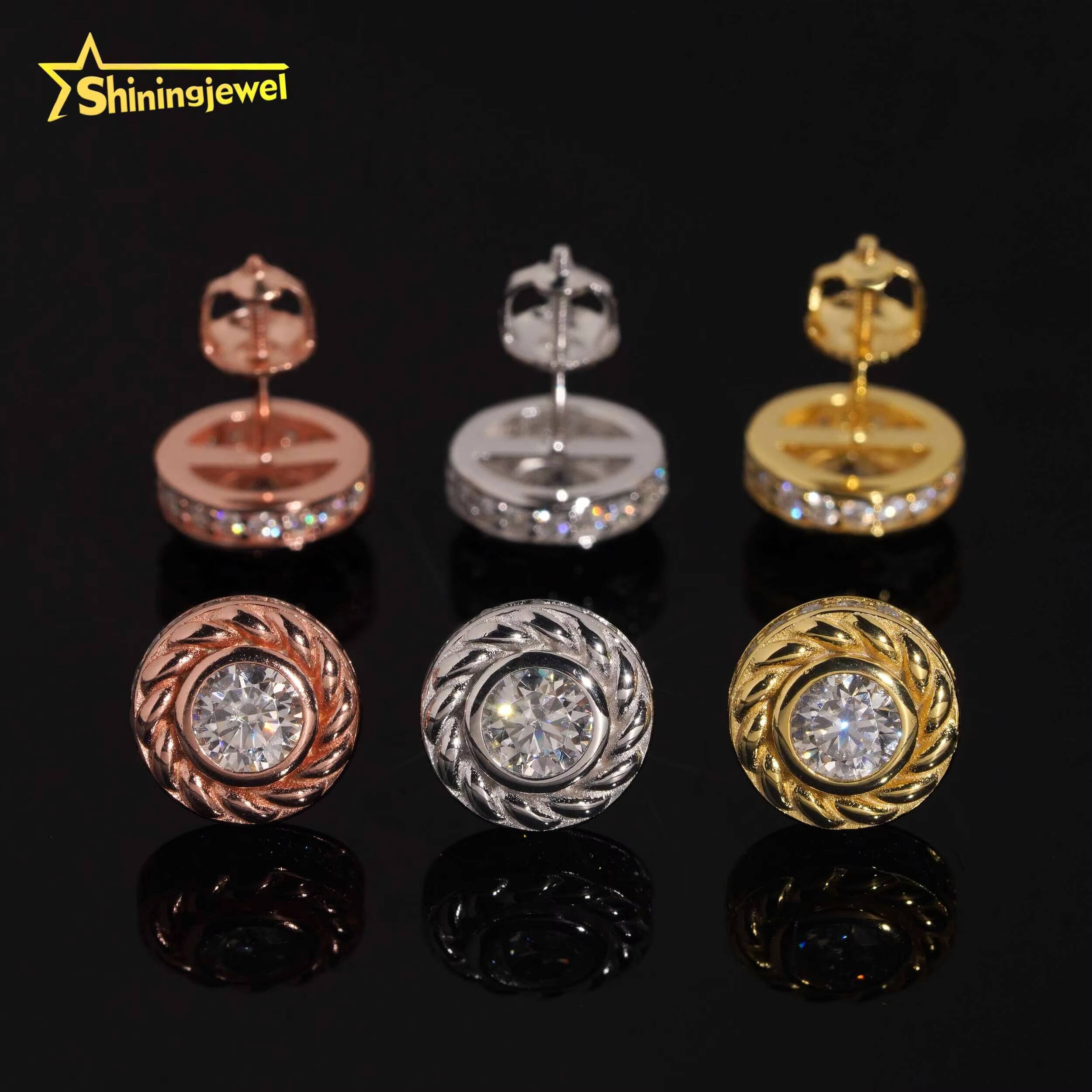 Hot Sale Classic 925 Sterling Silver Moissanite Ear Stud Hip Hop Jewelry Iced Out Women Moissanite Earrings GRA Certificated