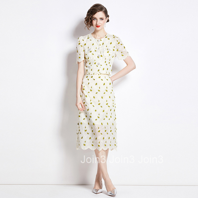 8580 Summer New Womens Fashionable Short Sleeve Top + Skirt Two-Piece Set