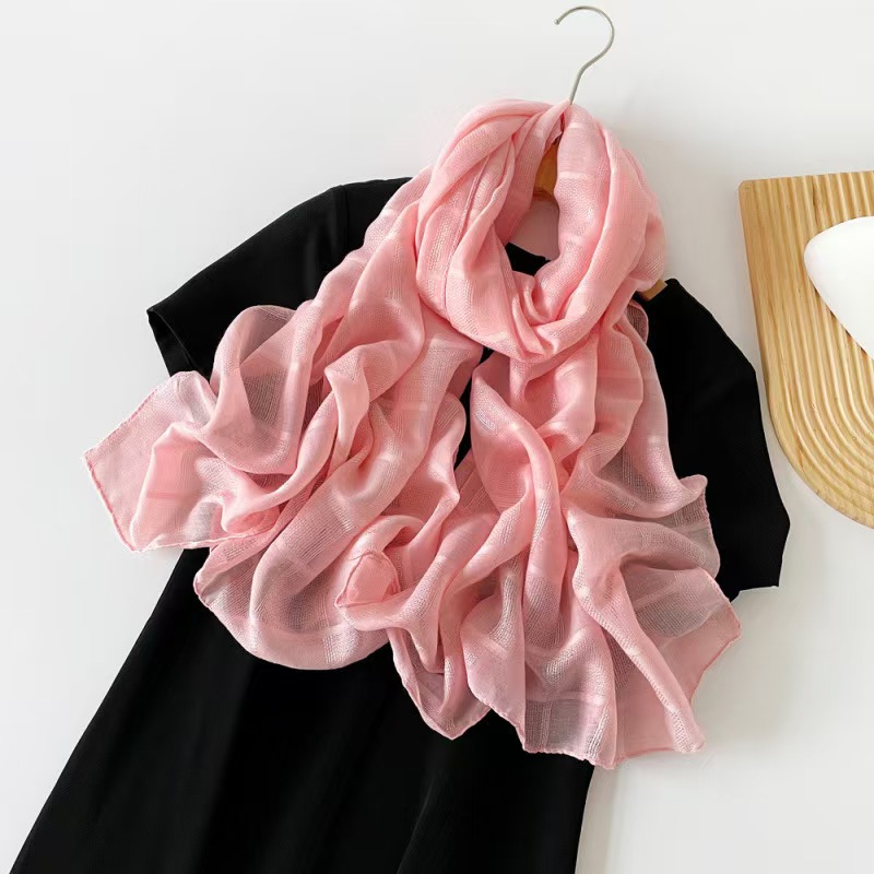 T1264 solid color silk scarf long strip high-grade ladies headscarf European and American spring new light cross-border scarf shawl